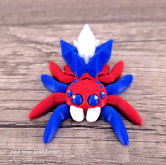 Patriotic Spider 3D Printed Articulated Flexi Fidget Toy Gift 2″ Red White Blue