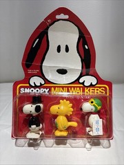 Vintage Snoopy Mini Walkers Top Hat, Woodstock Flower, Red Baron – Very Rare set