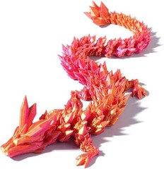 3 Pc 12in 3D Printed Crystal Dragon, Flexible Articulated