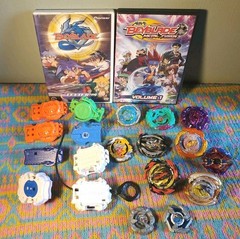 Beyblade Battle Toy Lot DVDs & Spinning Tops Tomy Hasbro Nelvana Bundle
