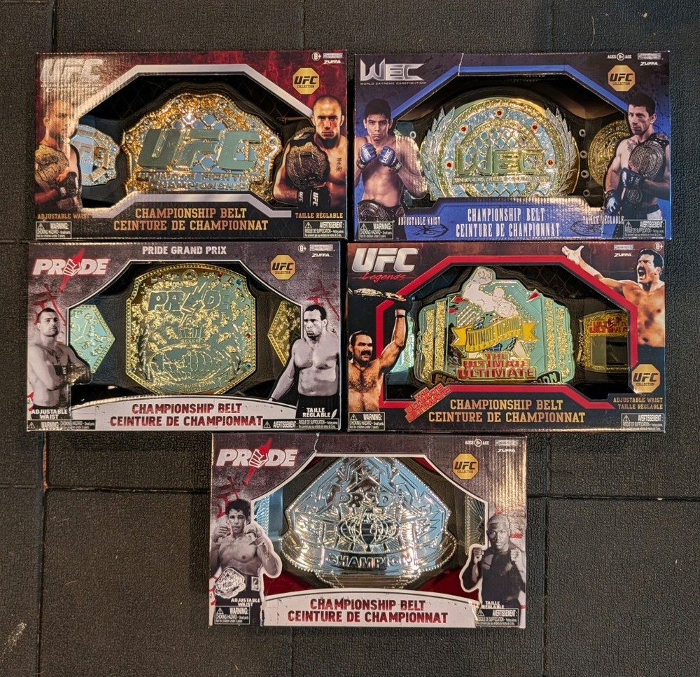 Jakks Pacific UFC 5 Foam Championship Belt Replicas. Rare! Complete Set Original