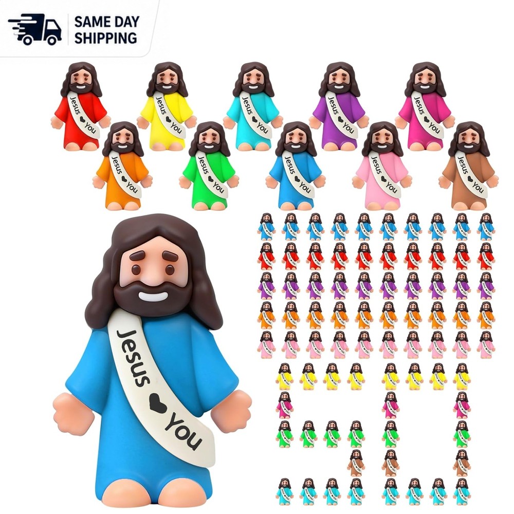 50 Colorful Mini Jesus Figures – Religious Party Gifts for All Occasions