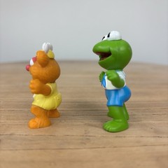 Vtg 1986 Muppet Babies Kermit the Frog and Fozzie Bear PVC Figures 80s Toy Retro