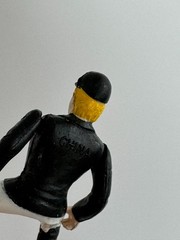 Equestrian Rider Jockey Toy Figure Black White Outfit Plastic Small 1 by 2 inch