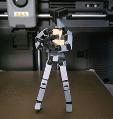 3D Printer Gray & Black Articulated Robot Action Figure Toy, Plastic, Robots