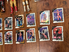 Lot of WWE WWF Action Figures and Cards (1 Autographed) Brock Lesnar,Ric Flair