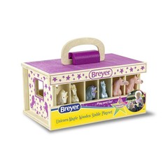 Unicorn Magic Wood Carry Stable with 6 Unicorns 59218, Multicolor