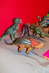 Lot of 8 Made in Indonesia Dinosaurs moveable arms and legs REX MAKE DINO SOUNDS