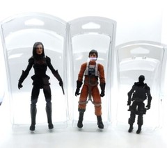 Small Medium Large curved clamshell action figure display cases GI Joe Star Wars