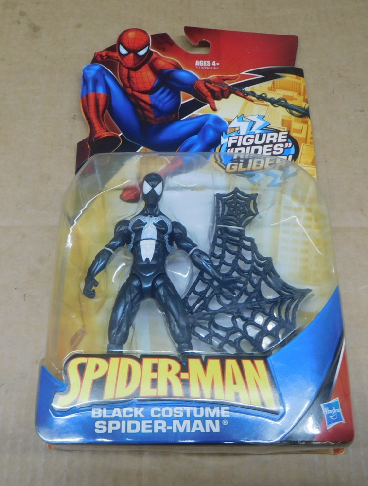 2009 Hasbro Spider-Man Black Costume Action Figure Rides Web Glider NEW NIB