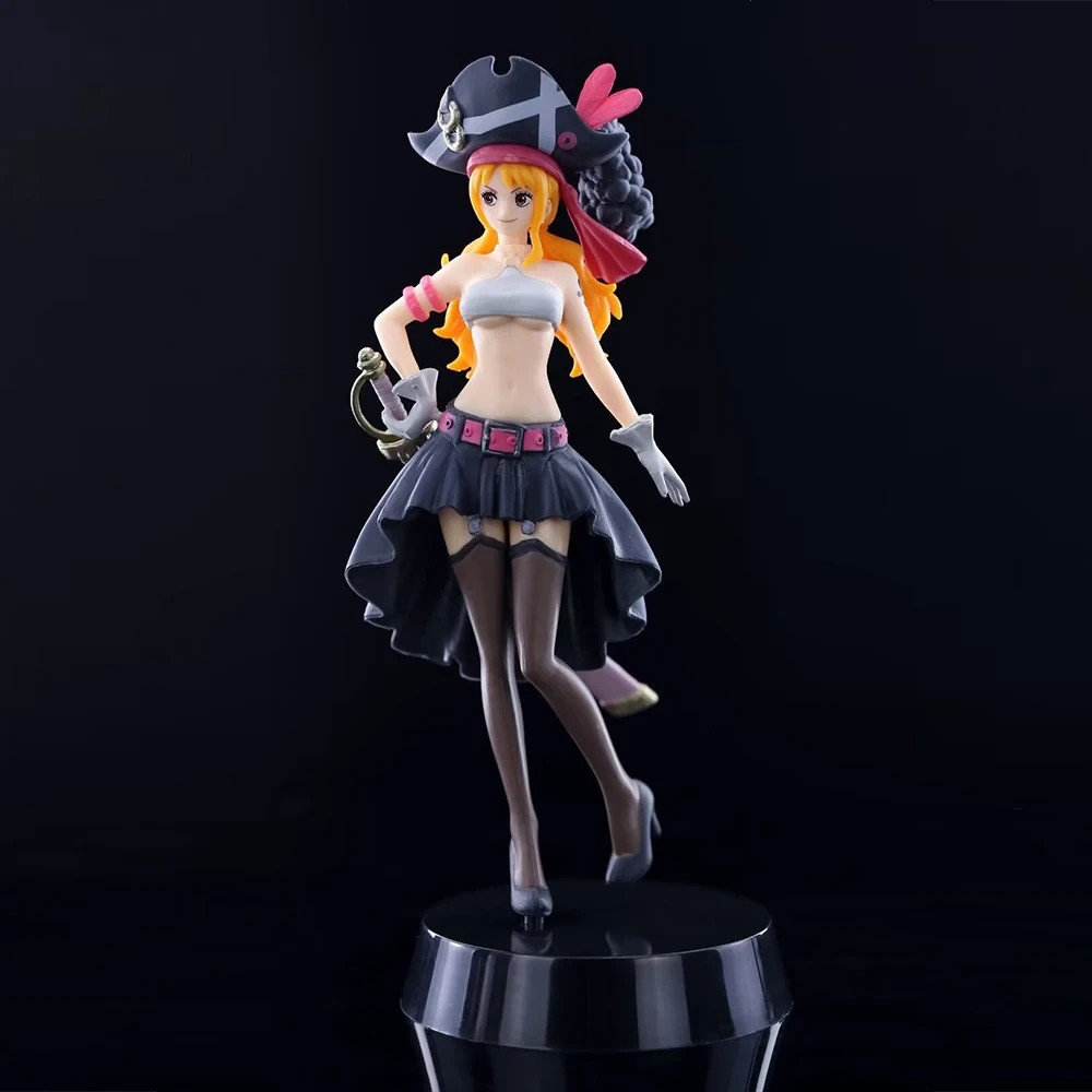 19.5cm Nami Black Clothes Action Figure Film Red Dress Up Figurine Pvc Model