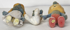 Vintage Fully Jointed Flocked Smurfs Set Papa Baby Smurfette [Bikin, 1988]