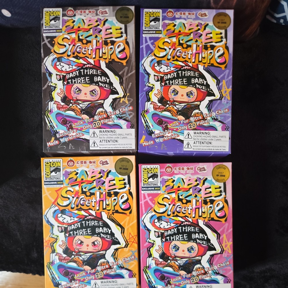 Baby Three Street Hype 2025 SDCC UCC Exclusive Vinyl Plush Set Of 4 Sealed