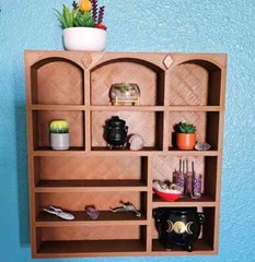 Miniature Wall/Tabletop Brown Display Shelf MiniVerse, MiniBrand, Trinkets 1:6