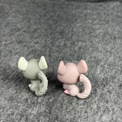 Hasbro Littlest Pet Shop 495 630 Chinchilla Figures Lot 2 Gray Pink 2007 LPS
