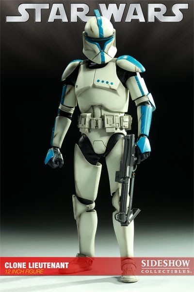 SIDESHOW STAR WARS REPUBLIC CLONE TROOPER LIEUTENANT BLUE 1/6 Figure EXCLUSIVE