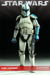 SIDESHOW STAR WARS REPUBLIC CLONE TROOPER LIEUTENANT BLUE 1/6 Figure EXCLUSIVE