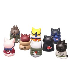 8Pcs Naruto Cat Figure Set Kakashi Itachi Gaara Cute Mini Anime Doll Toy