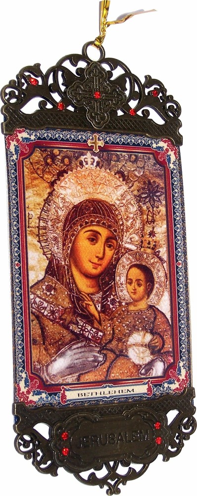 Mary of Bethlehem Icon wall hanging heat printing on synthetic cloth 6.5 Inches