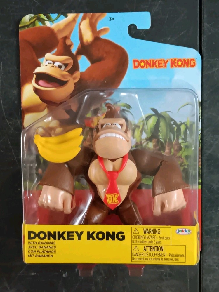 *FREE SHIP* 4″ DONKEY KONG + BANANAS Super Mario World of Nintendo Jakks Pacific