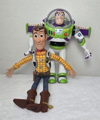 Disney Pixar Toy Story Woody Pull String Doll 15” and Buzz lightyear 12″