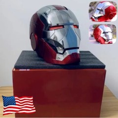 2024 Iron Man MK5 1:1 Helmet Wearable Voice-control Cosplay Mask Silver AUTOKING