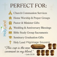 Holy Land Market Meal That Heals Olive Wood Communion Set – Six Cups and one