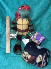 Nick Teenage Mutant Ninja Turtles Raphael 16″ Plush 2014 W Throw Blanket New