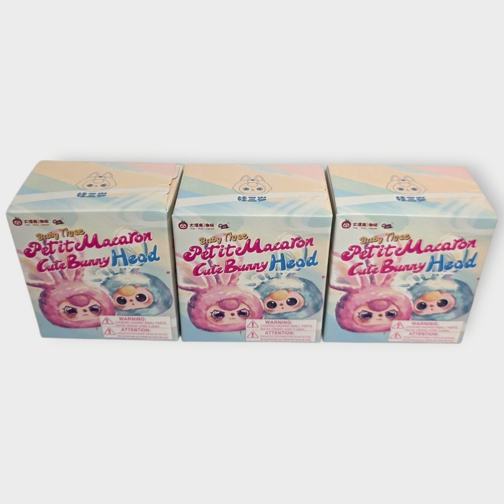 3x UCC Baby Three Petit Macaron Cute Bunny Head Authentic NEW Sealed RANDOM