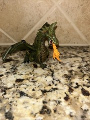 Papo Dragon Figures 2005 Green 1999 Red 4″ Breathing Fire Pretend Play