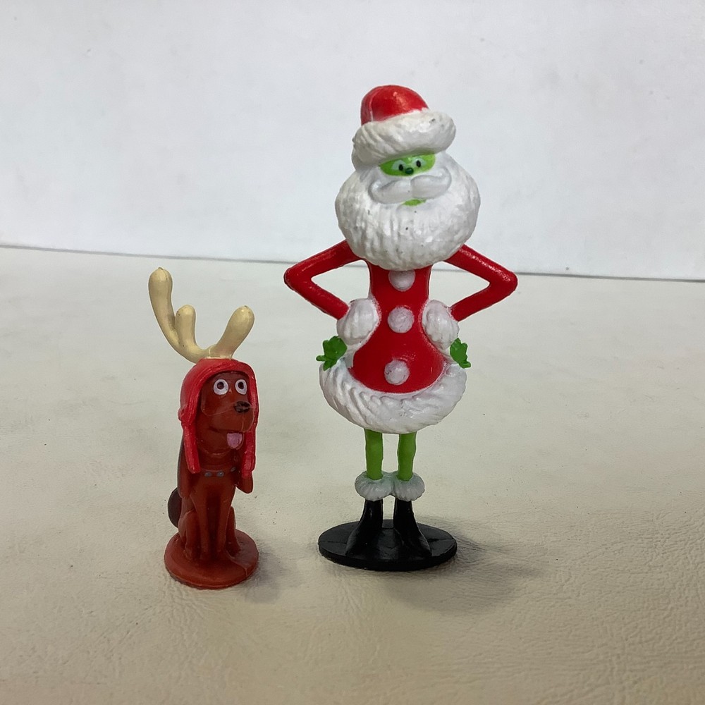 2019 The Grinch Movie Figures Max 2″ & Grinch 3″ PVC Cake Topper