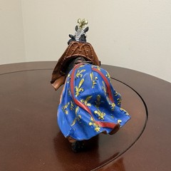 Black Plastic Horse Blue Red & Gold Medieval Gear 4 in Tall X 5 in Long