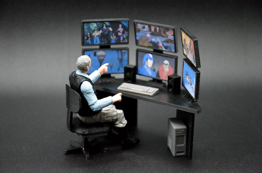 1:18 GI JOE COMPUTER TABLE CHAIR LOT CUSTOM 3D PRINT COBRA DIORAMA FIGURE