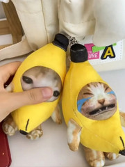 1pc Squeaky Plush Banana Cat Toy Keychain – Funny Sounding Pendant Doll – NEW