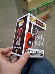 Deadpool Ryan Reynolds Autographed Bedtime Deadpool Funko 327 Figure Signed Toy