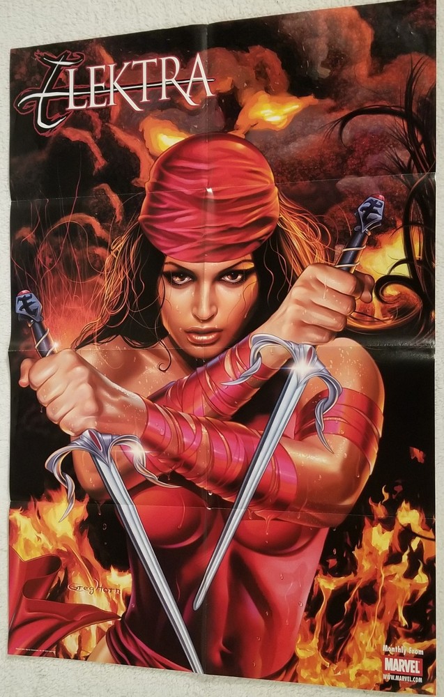 2001 Marvel Elektra Greg Horn Poster 24×36 Marvel Comic Shop Promotional Promo