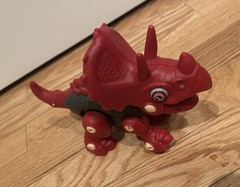 Red & Black Triceratops Poseable Action Figure, Screw-Joint Legs