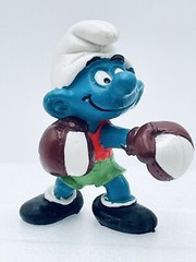 Smurfs Vintage Super Boxer Smurf Boxing Knockout PVC Figure Toy Figurine 1980