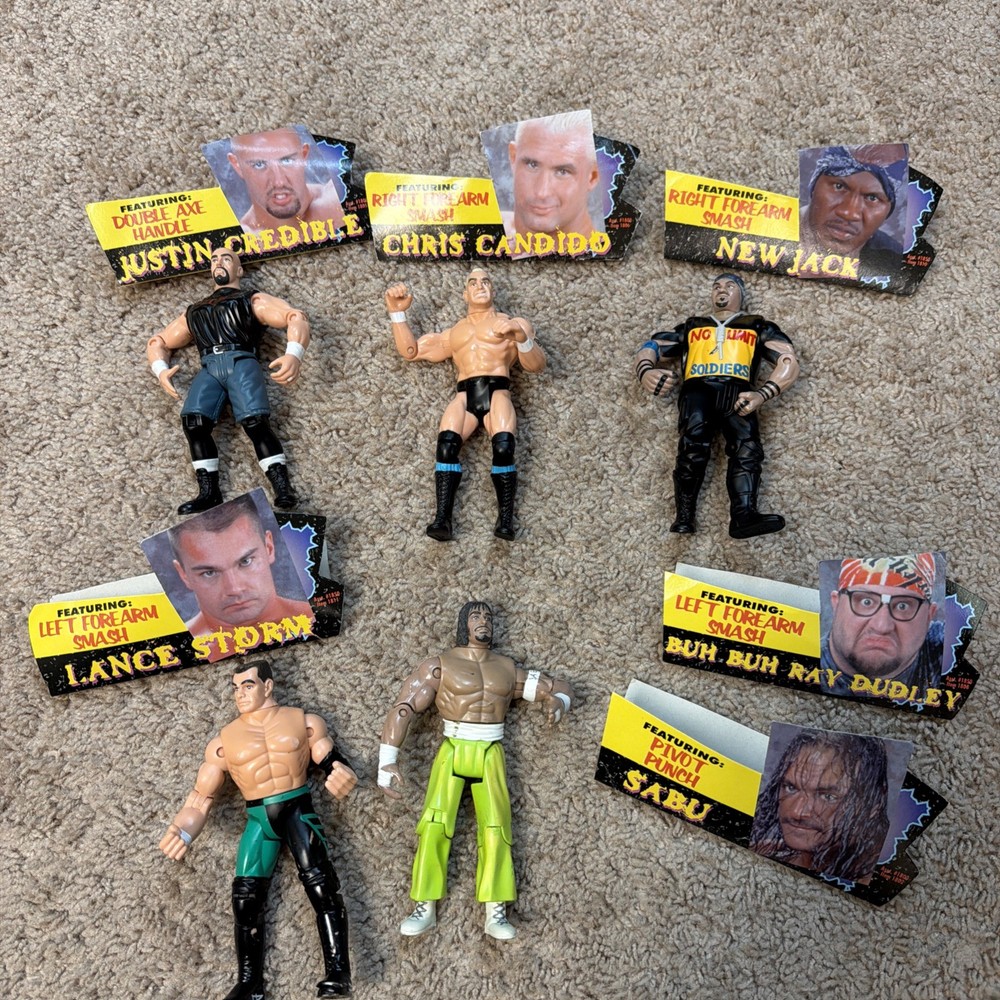 1999 ECW Wrestling Action Figure Lot- New Jack, Sabu, Lance Storm And More