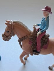 Girl At A Western Barrel Race Horse In Motion Saddle Plastic Toy Farm Animal