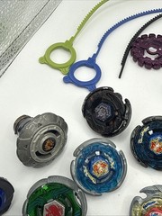 Beyblade Lot Spinners, Rip Cords, Launchers, Tornadoes, And Some parts