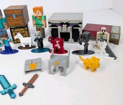 Minecraft Action Figure 34 Pc Lot Mixed Characters Blocks Varies Sizes Metal