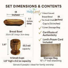 Holy Land Market Meal That Heals Olive Wood Communion Set – Six Cups and one