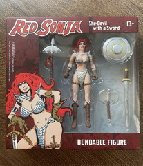 NJ Croce Red Sonja She Devil 5.5″ Bendable Action Figure NIB Sword Axe Shield