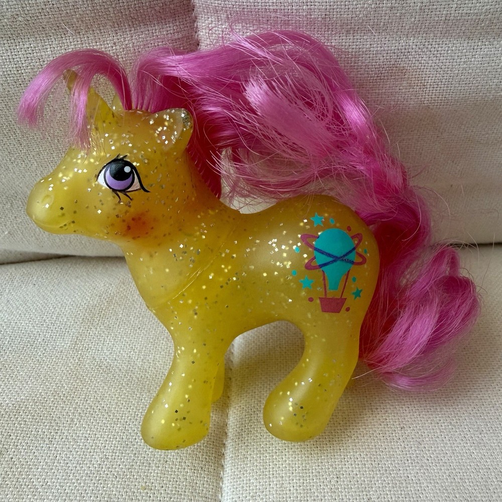 Vintage My Little Pony- Baby Sparkle Gusty- 1984 G1- Hot Air Balloon- Yellow