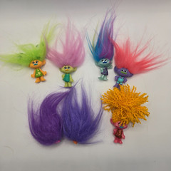 Trolls mini figures hard plastic Dreamworks DWA Lot Of 7 PVC Cake Toppers Toys