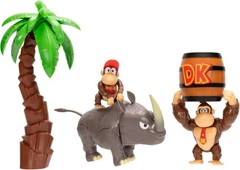 Jakks Donkey Kong Jungle Adventure Diorama Set DK DIDDY KONG RAMBI 2.5″ NEW 2026