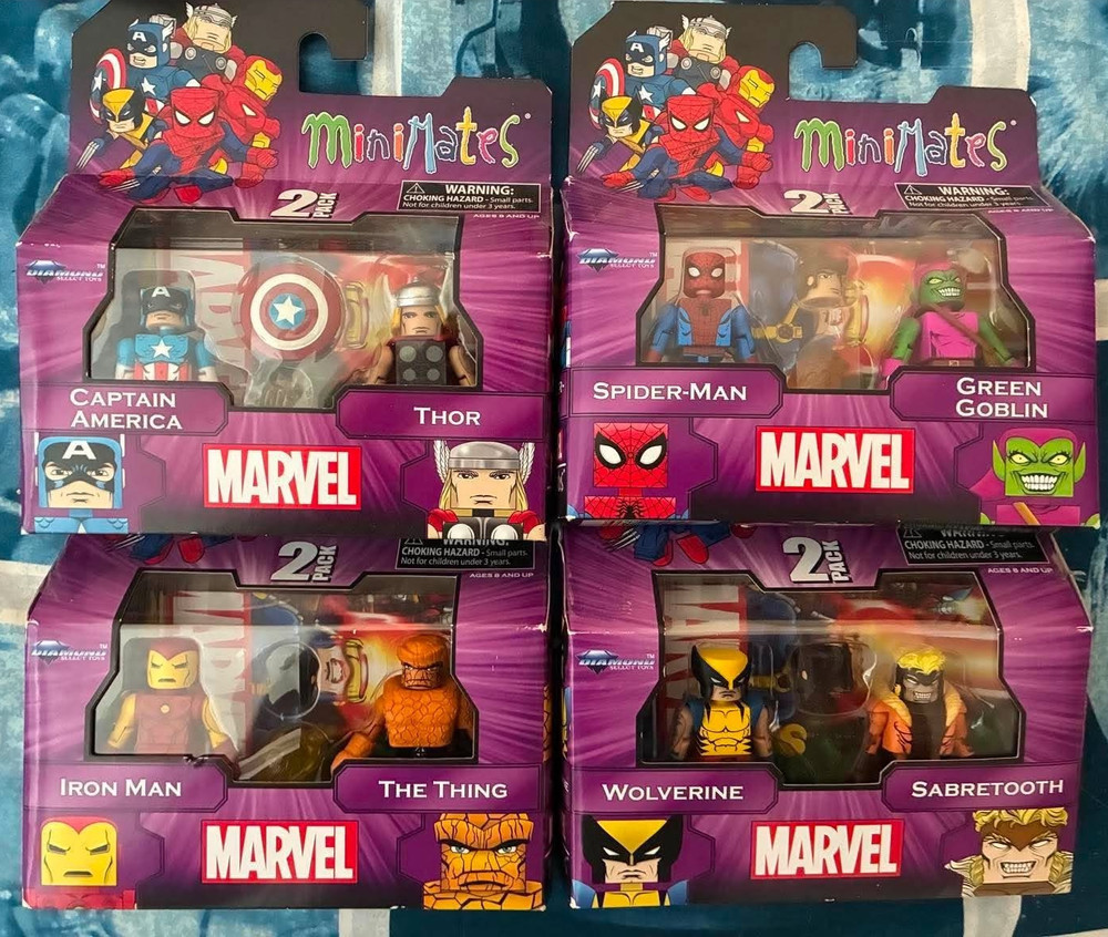 Marvel Minimates Best of Series 1 Wolverine Sabretooth Thor Spider-Man Set