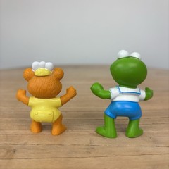 Vtg 1986 Muppet Babies Kermit the Frog and Fozzie Bear PVC Figures 80s Toy Retro