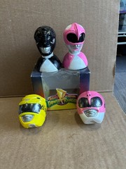 Pink Black Yellow Power Rangers Candy Heads (4) 2 Loose & 1 Pair MIB